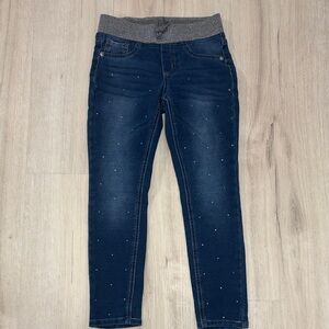 Kids Denim Jeggings with Glitter stretchy Waistband